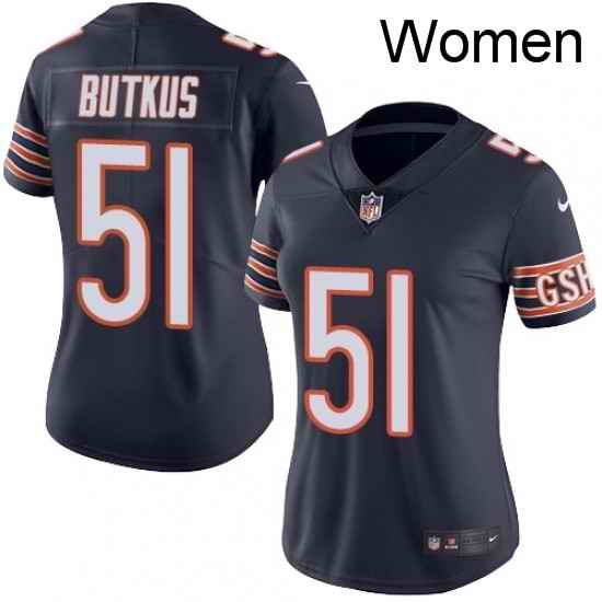 Womens Nike Chicago Bears 51 Dick Butkus Navy Blue Team Color Vapor Untouchable Limited Player NFL Jersey